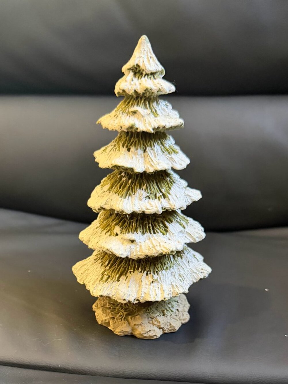 K's Collection Snowy Pine Tree Figurine with Glitter Christmas Decor Preowned